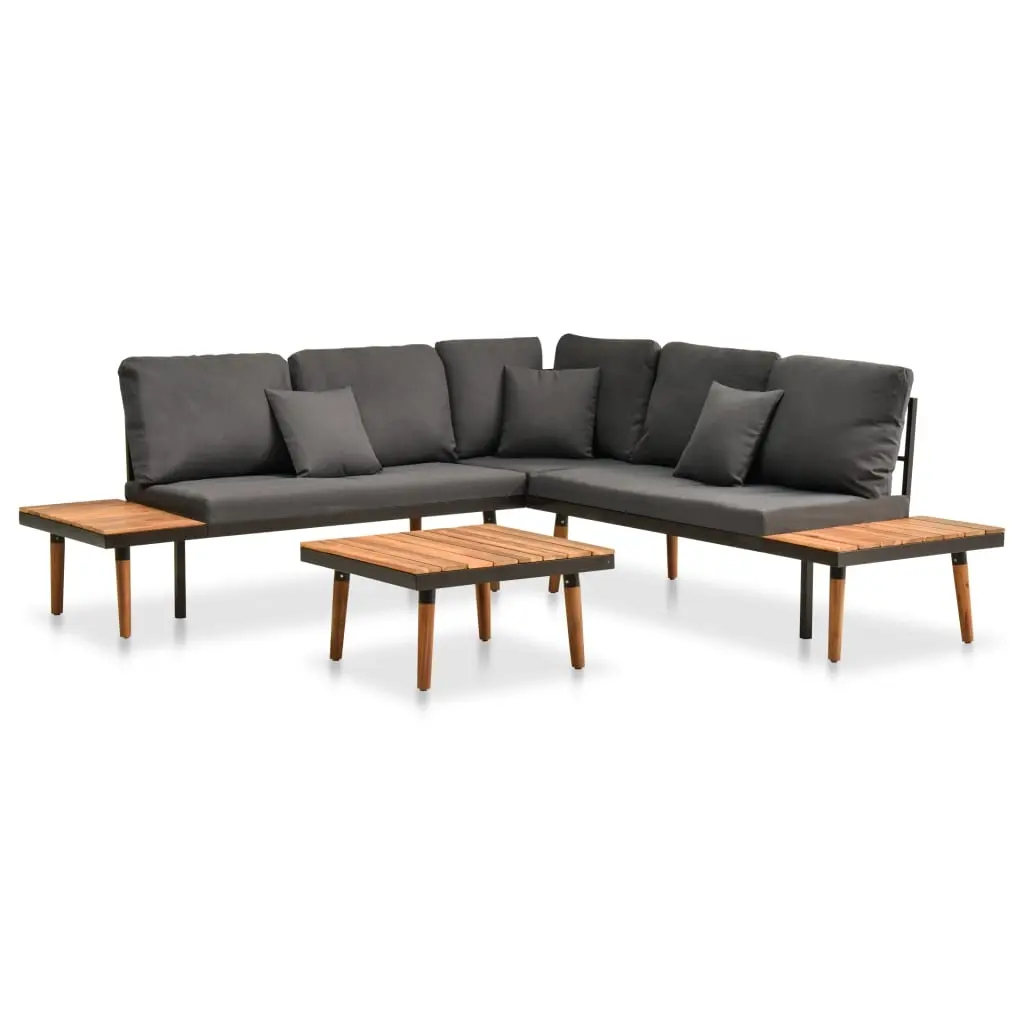 4 Piece Garden Lounge Set with Cushions Solid Acacia Wood 46466 - Furniture