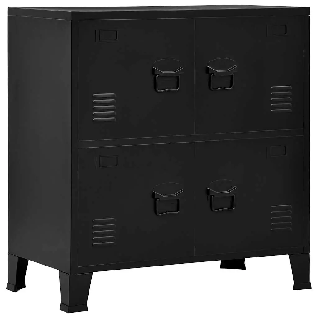Industrial Storage Chest Black 75x40x80 cm Steel 145358 - Furniture