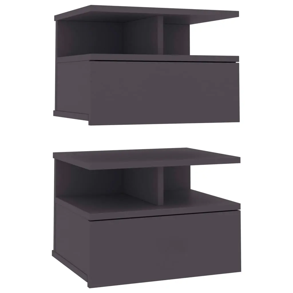 Floating Nightstands 2 pcs Grey 40x31x27 cm Engineered Wood 800410 - Furniture