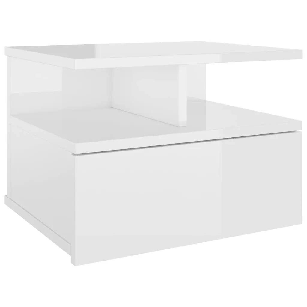 Floating Nightstand High Gloss White 40x31x27 cm Engineered Wood 800417 - Furniture