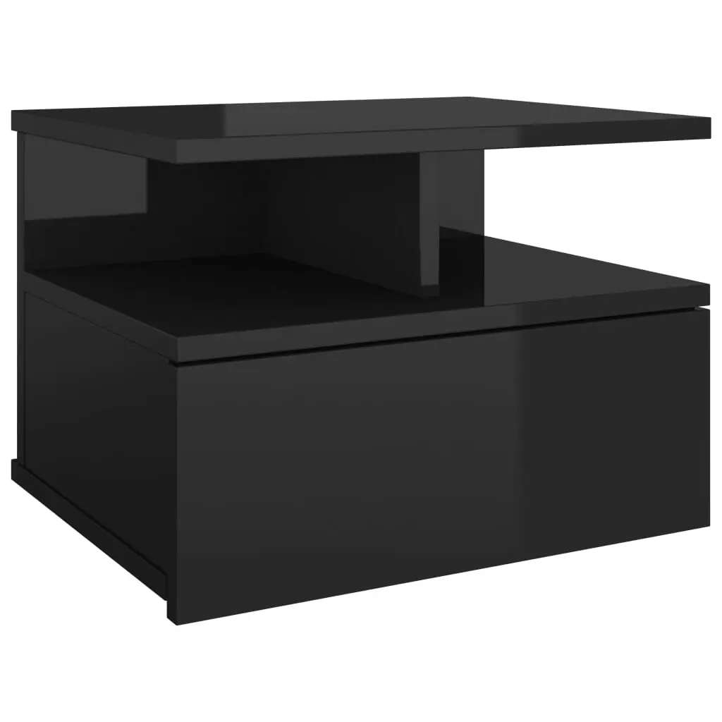 Floating Nightstand High Gloss Black 40x31x27 cm Engineered Wood 800419 - Furniture