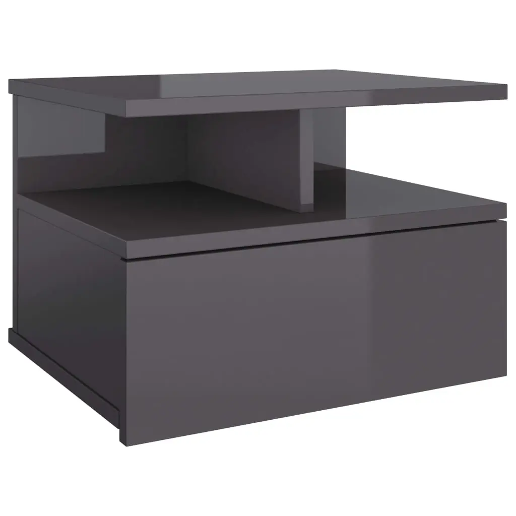 Floating Nightstand High Gloss Grey 40x31x27 cm Engineered Wood 800421 - Furniture