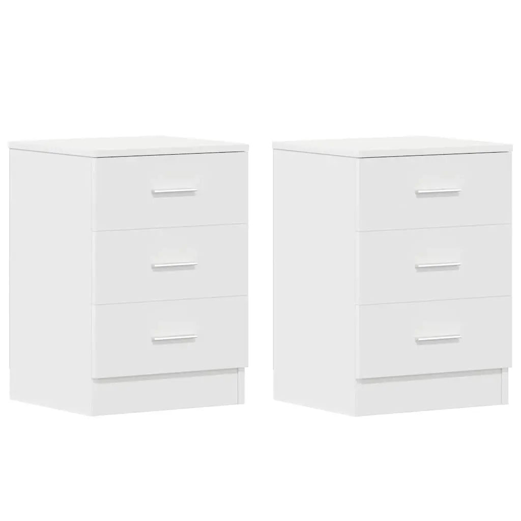 Bedside Cabinets 2 pcs White 38x35x56 cm Engineered Wood 800451 - Furniture