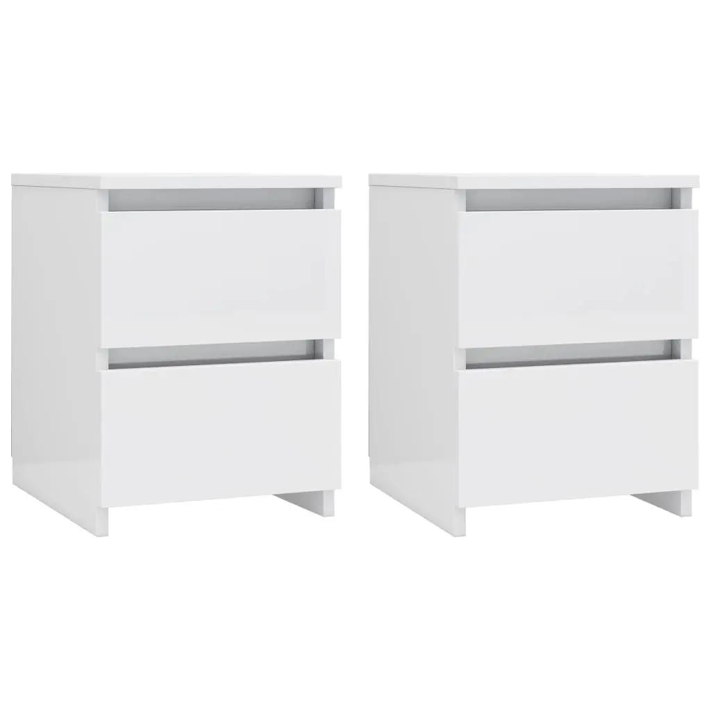 Bedside Cabinets 2 pcs High Gloss White 30x30x40 cm Engineered Wood 800526 - Furniture