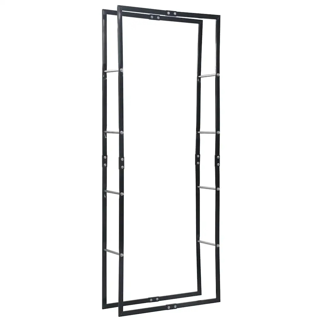 Firewood Rack Black 80x25x200 cm Steel 286285 - Home & Garden