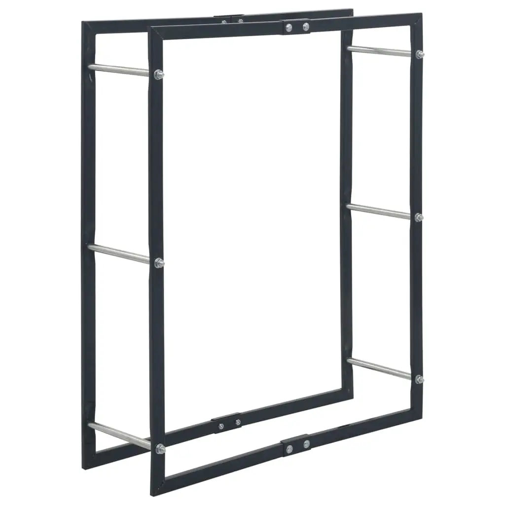 Firewood Rack Black 80x25x100 cm Steel 286287 - Home & Garden