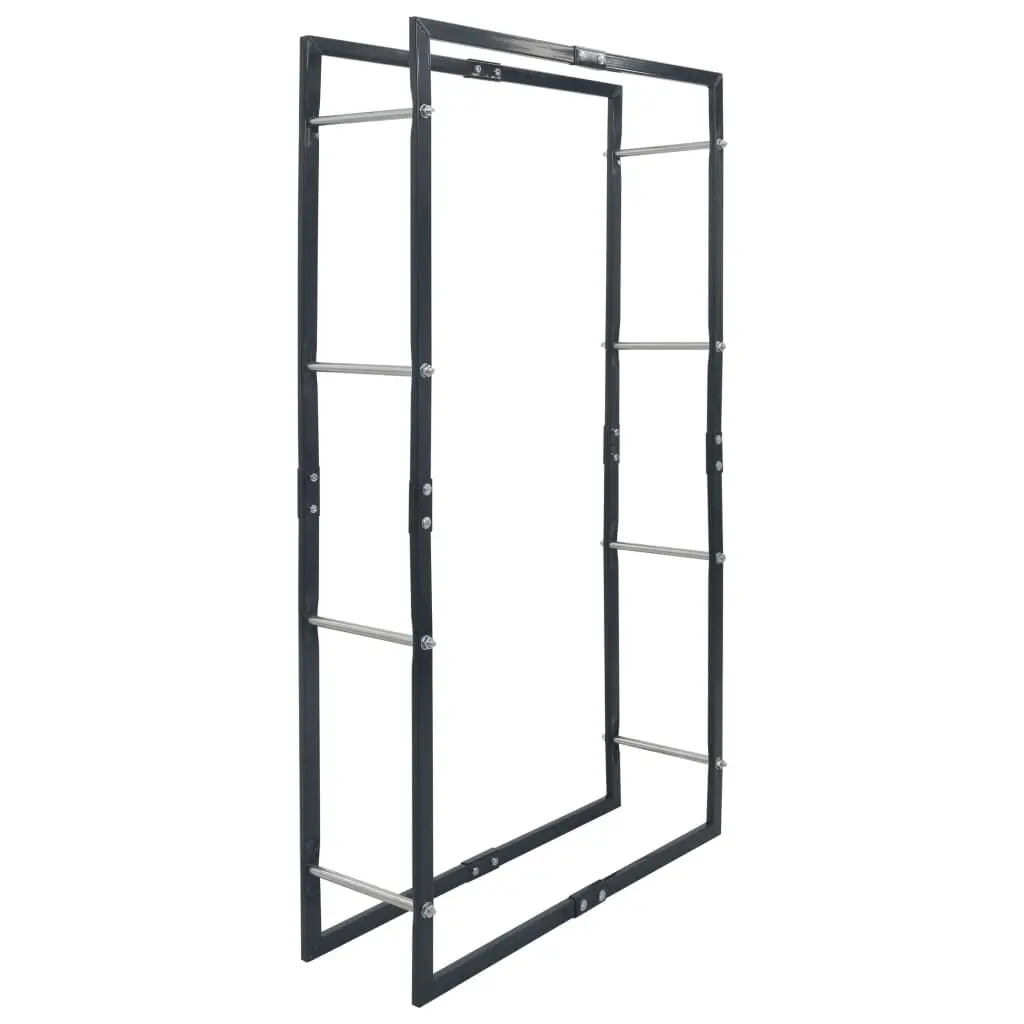 Firewood Rack Black 80x25x150 cm Steel 286289 - Home & Garden