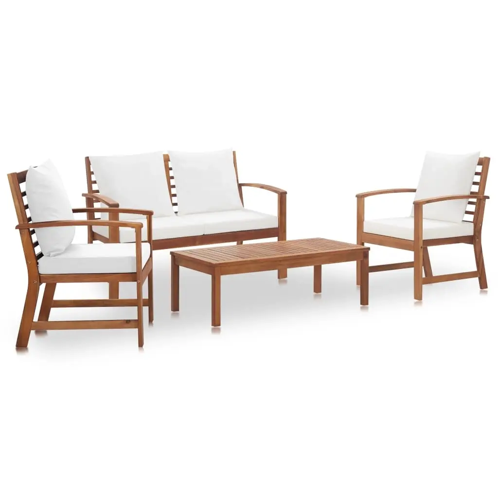4 Piece Garden Lounge Set with Cushions Solid Acacia Wood 47283 - Furniture
