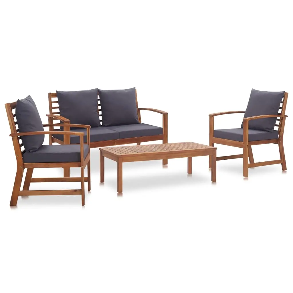 4 Piece Garden Lounge Set with Cushions Solid Acacia Wood 47284 - Furniture