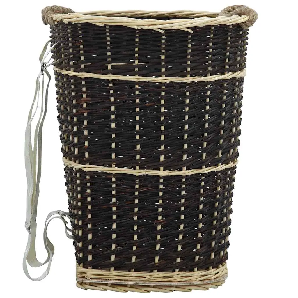 Firewood Backpack with Carrying Belts 50x44x58 cm Natural Willow 286974 - Home & Garden