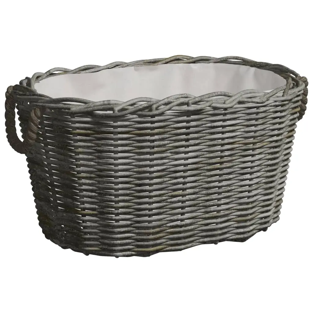Firewood Basket with Carrying Handles 59x42x28 cm Grey Willow 286985 - Home & Garden