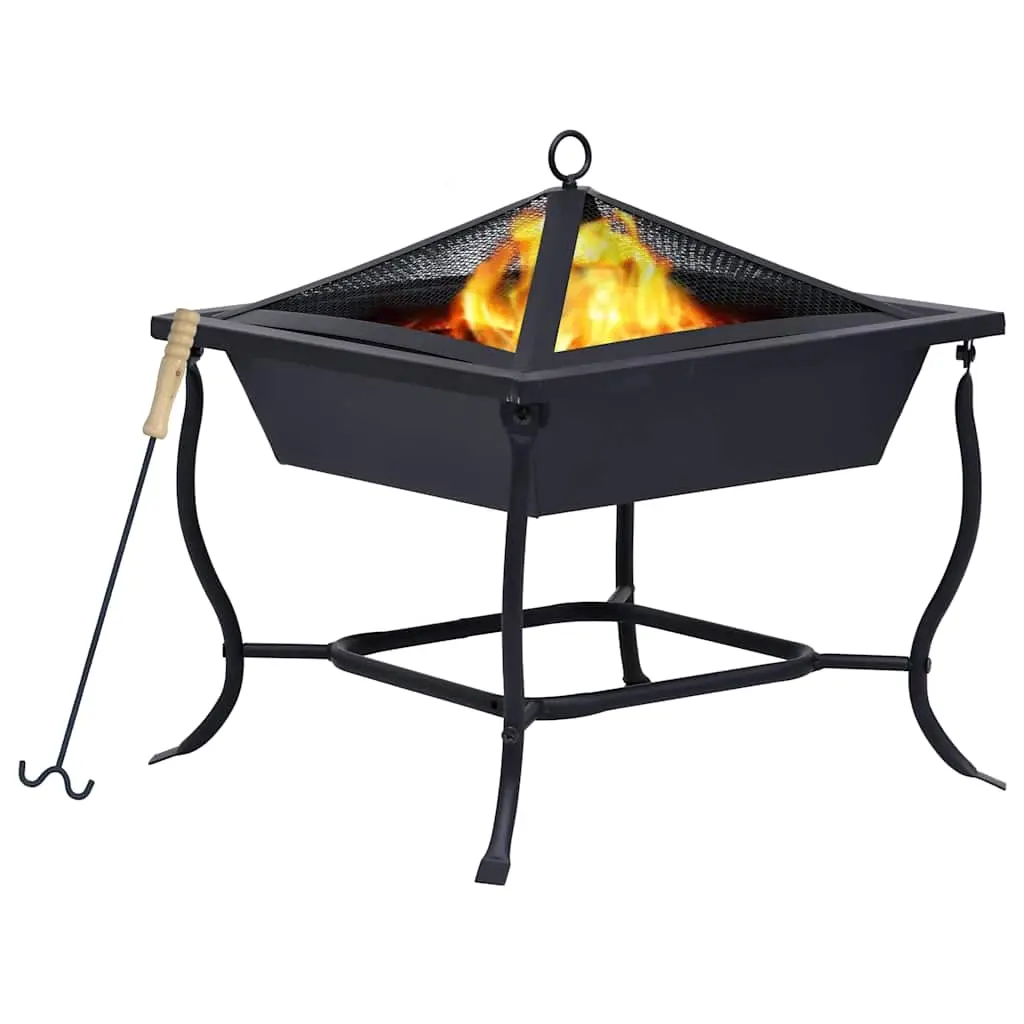Fire Pit Black 42x42x45 cm Steel 46647 - Home & Garden