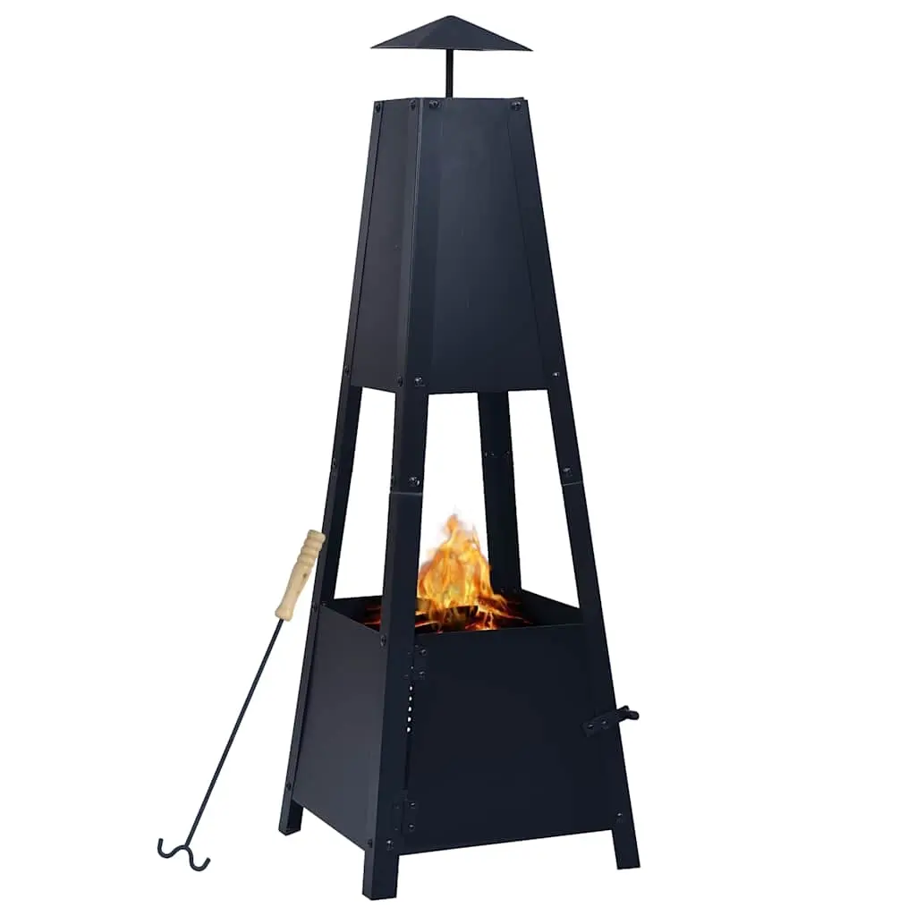 Fire Pit Black 35x35x99 cm Steel 46648 - Home & Garden