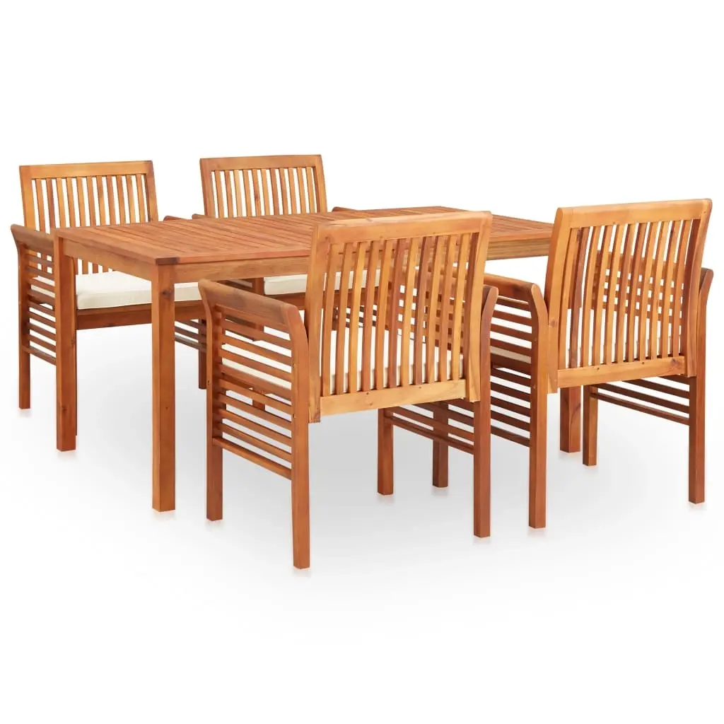 5 Piece Outdoor Dining Set with Cushions Solid Wood Acacia 278897 - Furniture