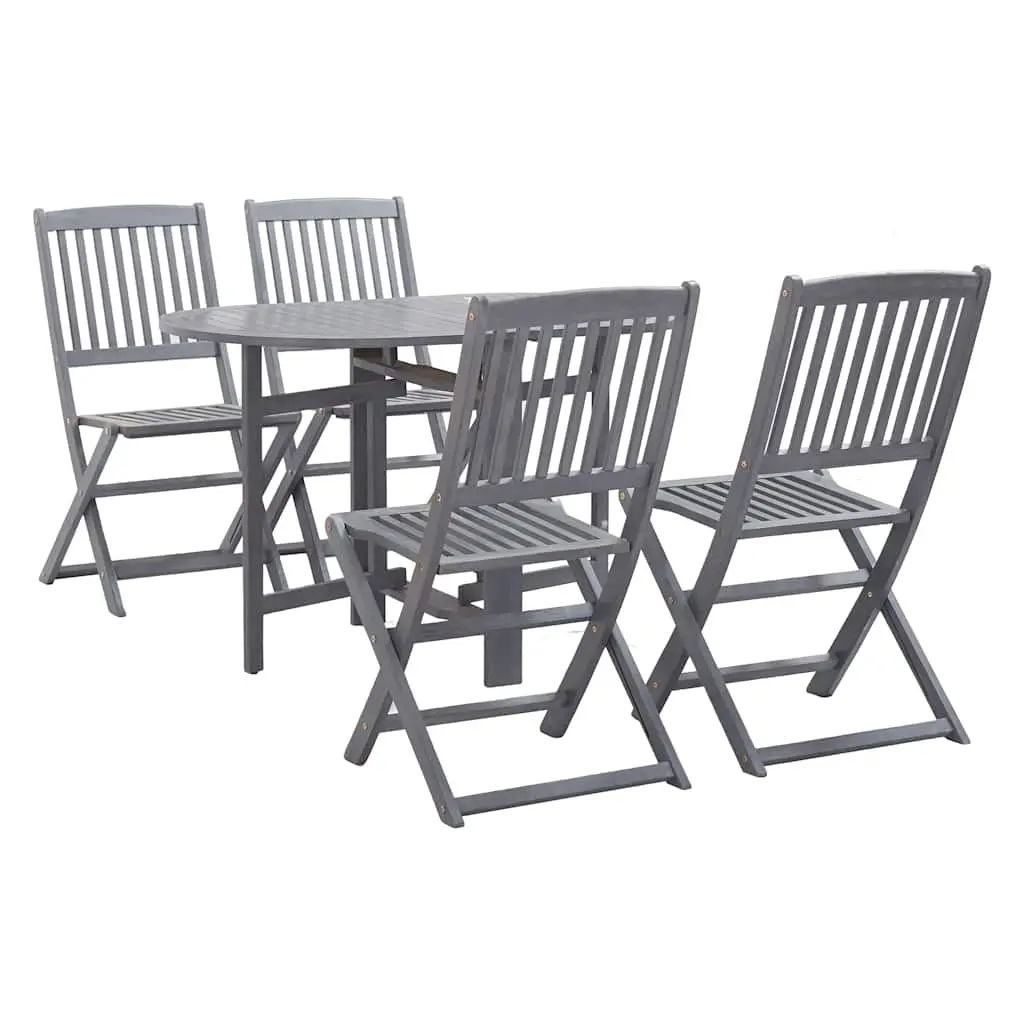 5 Piece Garden Dining Set Solid Wood Acacia Grey 278926 - Furniture