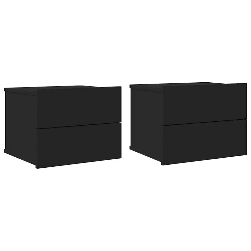 Bedside Cabinets 2 pcs Black 40x30x30 cm Engineered Wood 801056 - Furniture