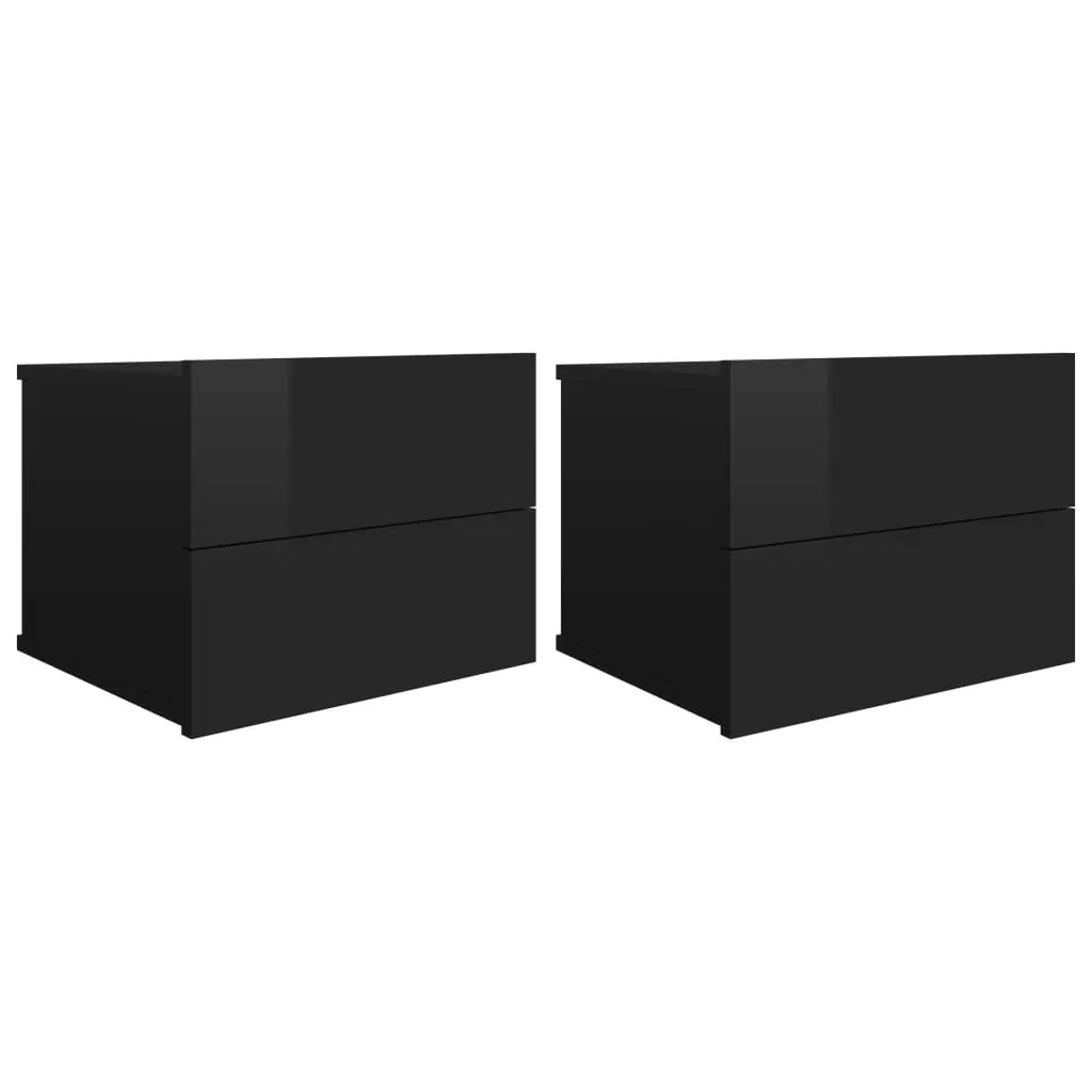 Bedside Cabinets 2 pcs High Gloss Black 40x30x30 cm Engineered Wood 801068 - Furniture