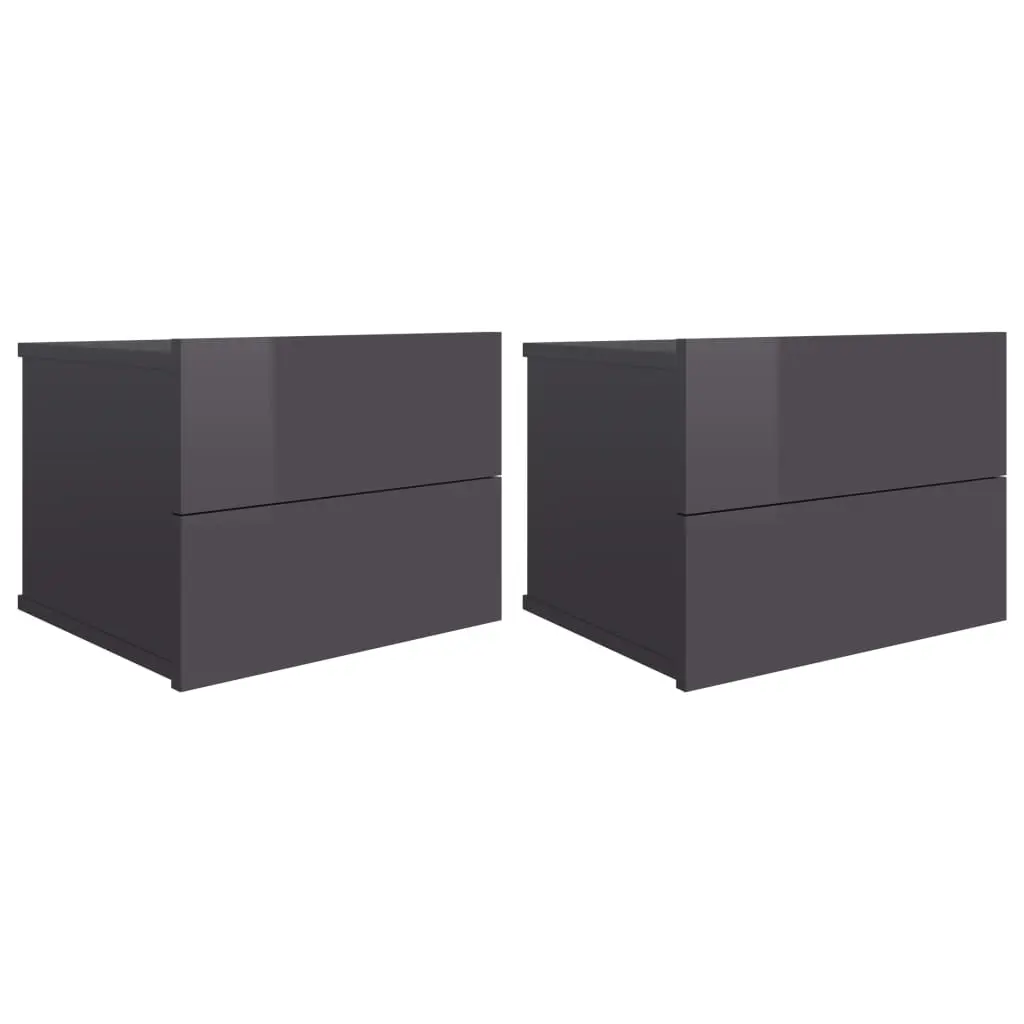 Bedside Cabinets 2 pcs High Gloss Grey 40x30x30 cm Engineered Wood 801070 - Furniture