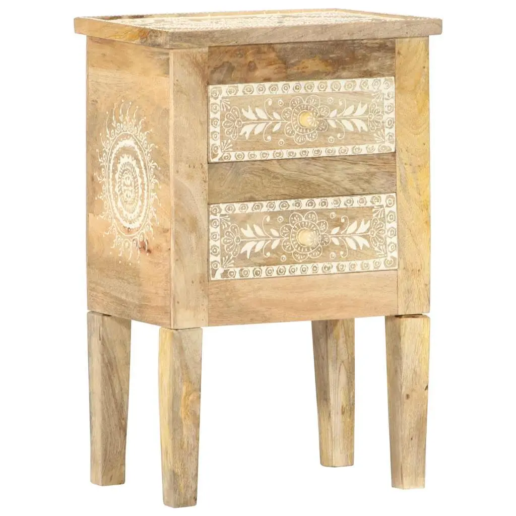 Hand Painted Bedside Cabinet 40x30x60 cm Solid Mango Wood 286161 - Furniture