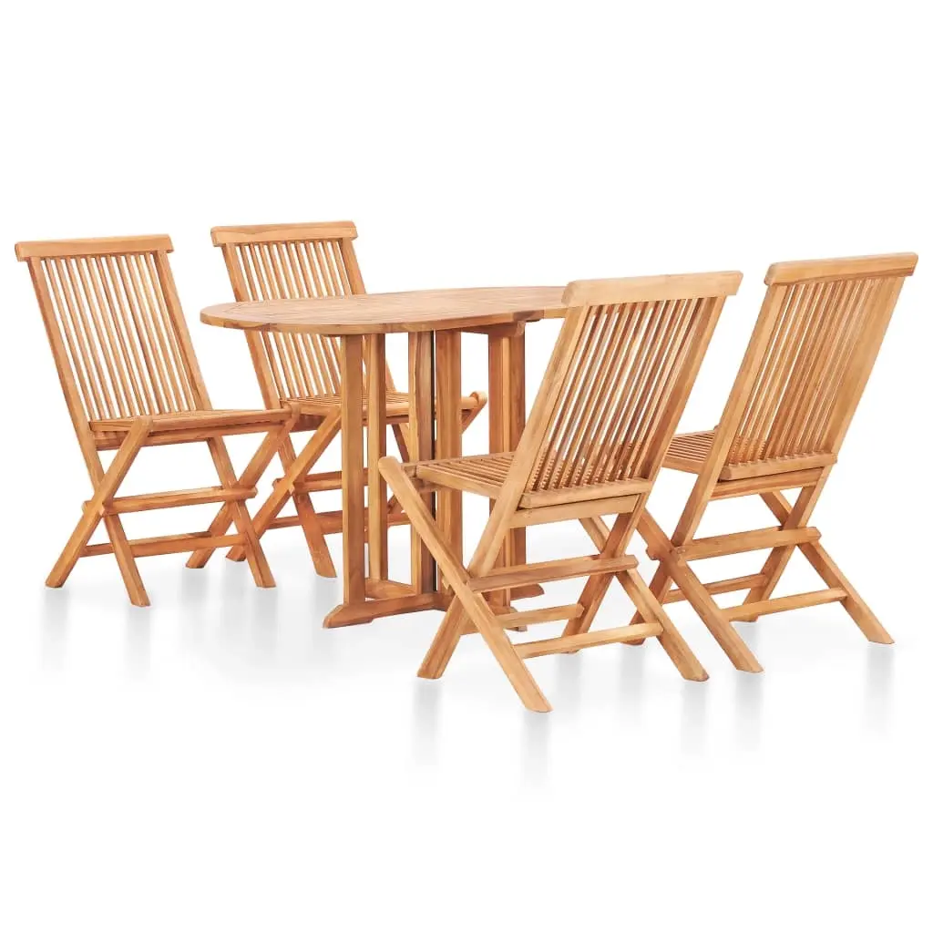 5 Piece Folding Outdoor Dining Set Solid Teak Wood 49003 - Up to 65% off Outdoor Furniture