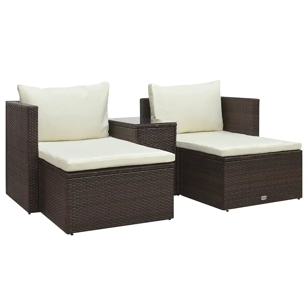 5 Piece Garden Lounge Set with Cushions Poly Rattan Brown 47812 - Furniture