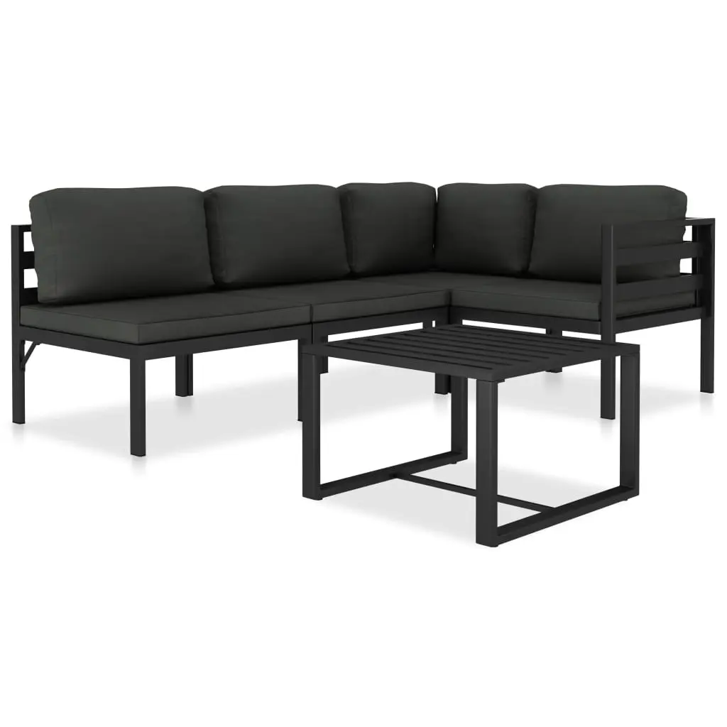 5 Piece Garden Lounge Set with Cushions Aluminium Anthracite 49232 - Furniture