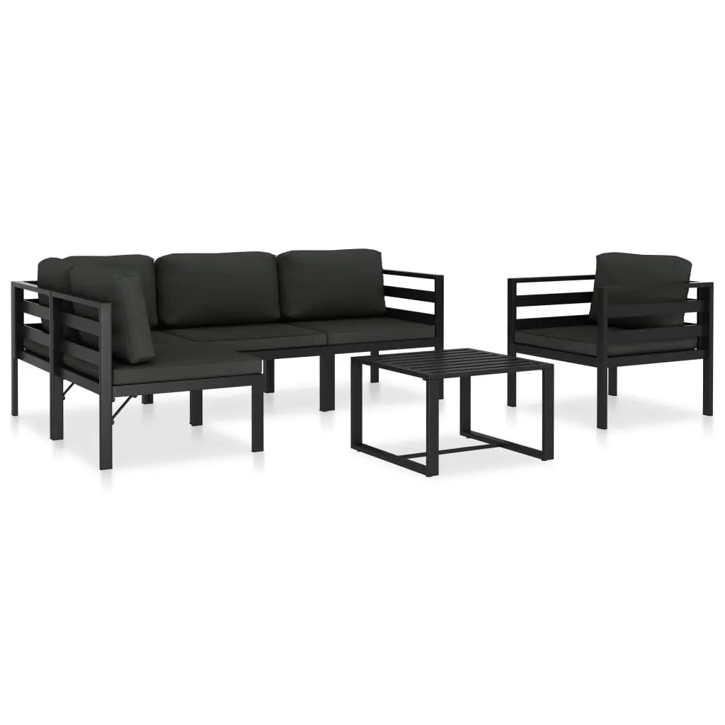 6 Piece Garden Lounge Set with Cushions Aluminium Anthracite 49233 - Furniture