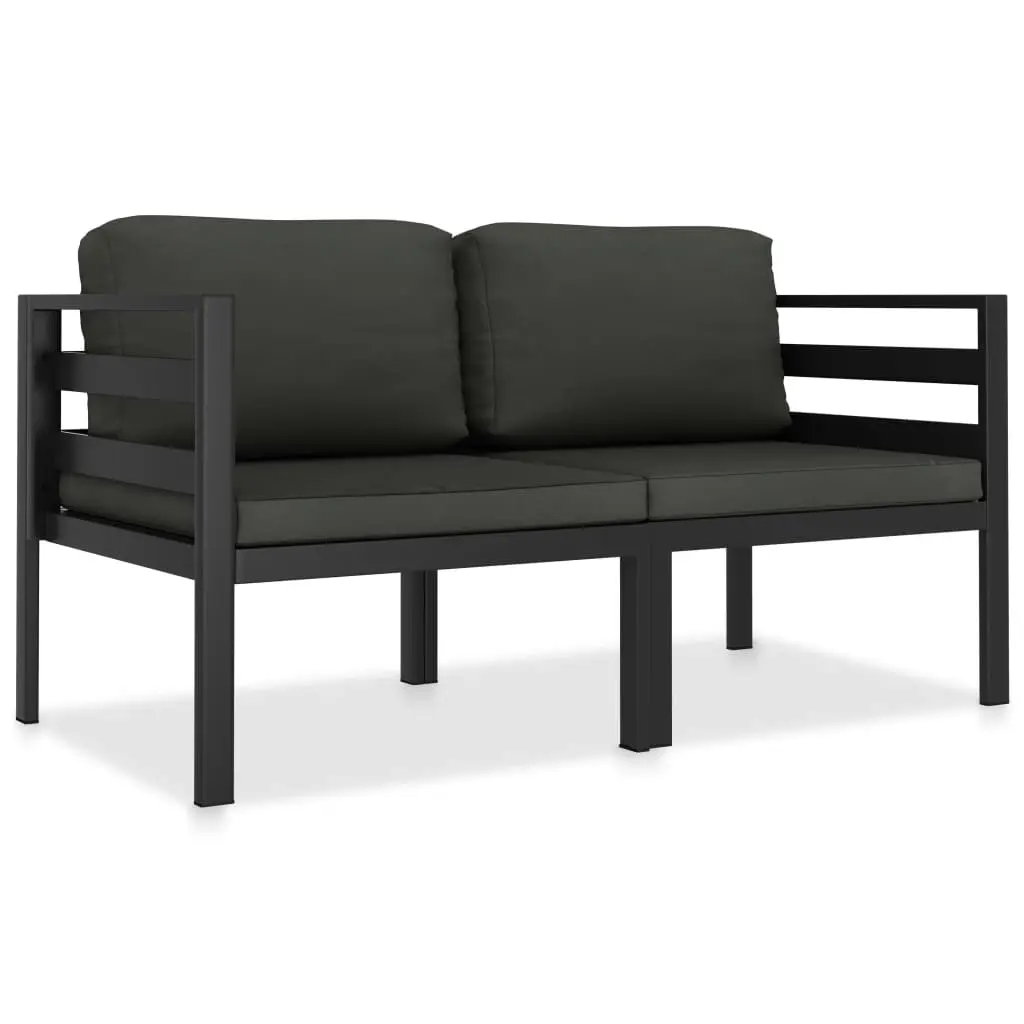 2 Piece Garden Sofa Set with Cushions Aluminium Anthracite 49238 - Furniture