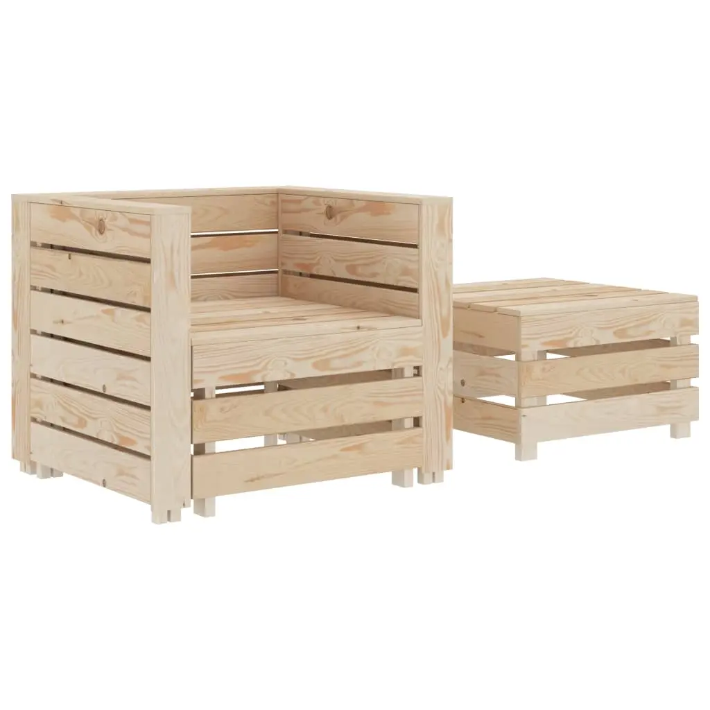 2 Piece Garden Pallet Lounge Set Wood 49346 - Furniture