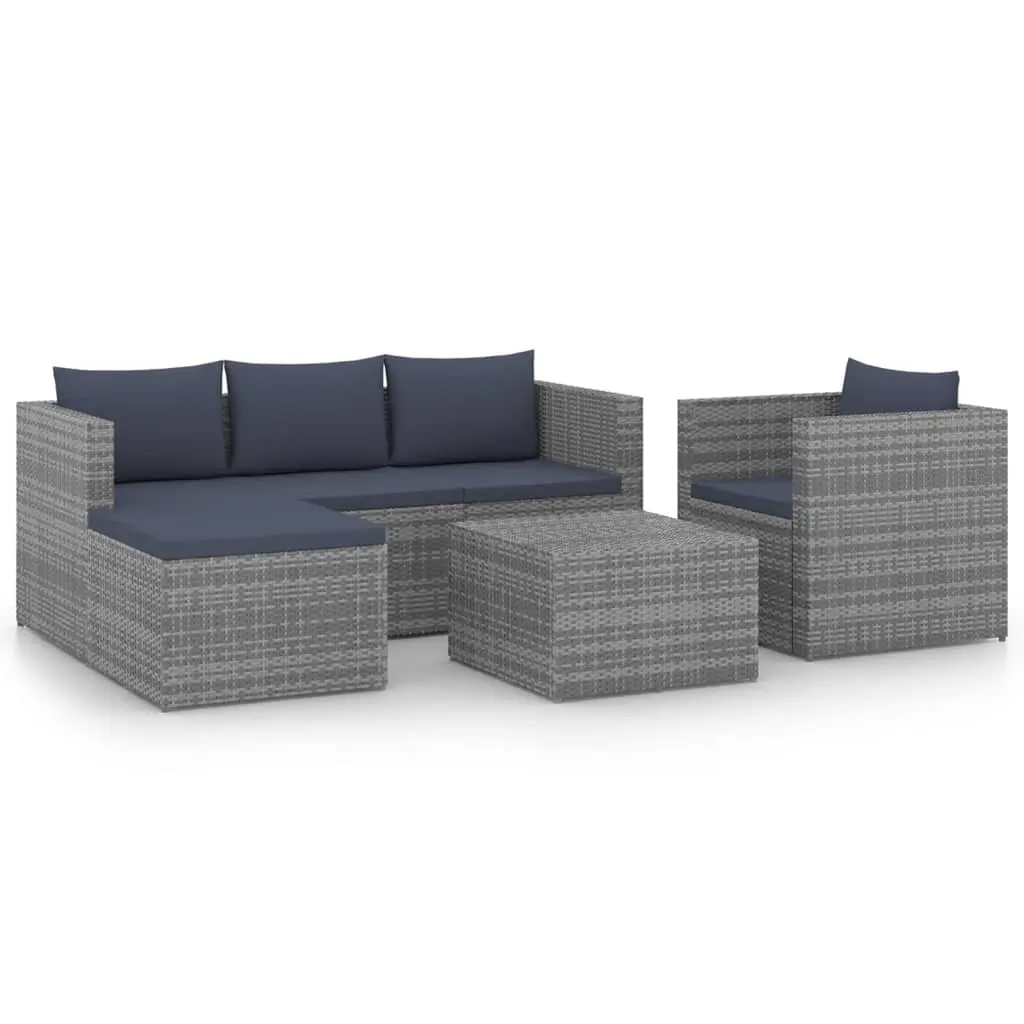 4 Piece Garden Lounge Set Poly Rattan Grey and Anthracite 45801 - Furniture