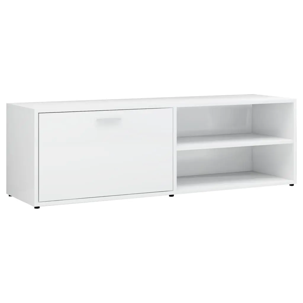 TV Cabinet High Gloss White 120x34x37 cm Engineered Wood 801158 - Furniture