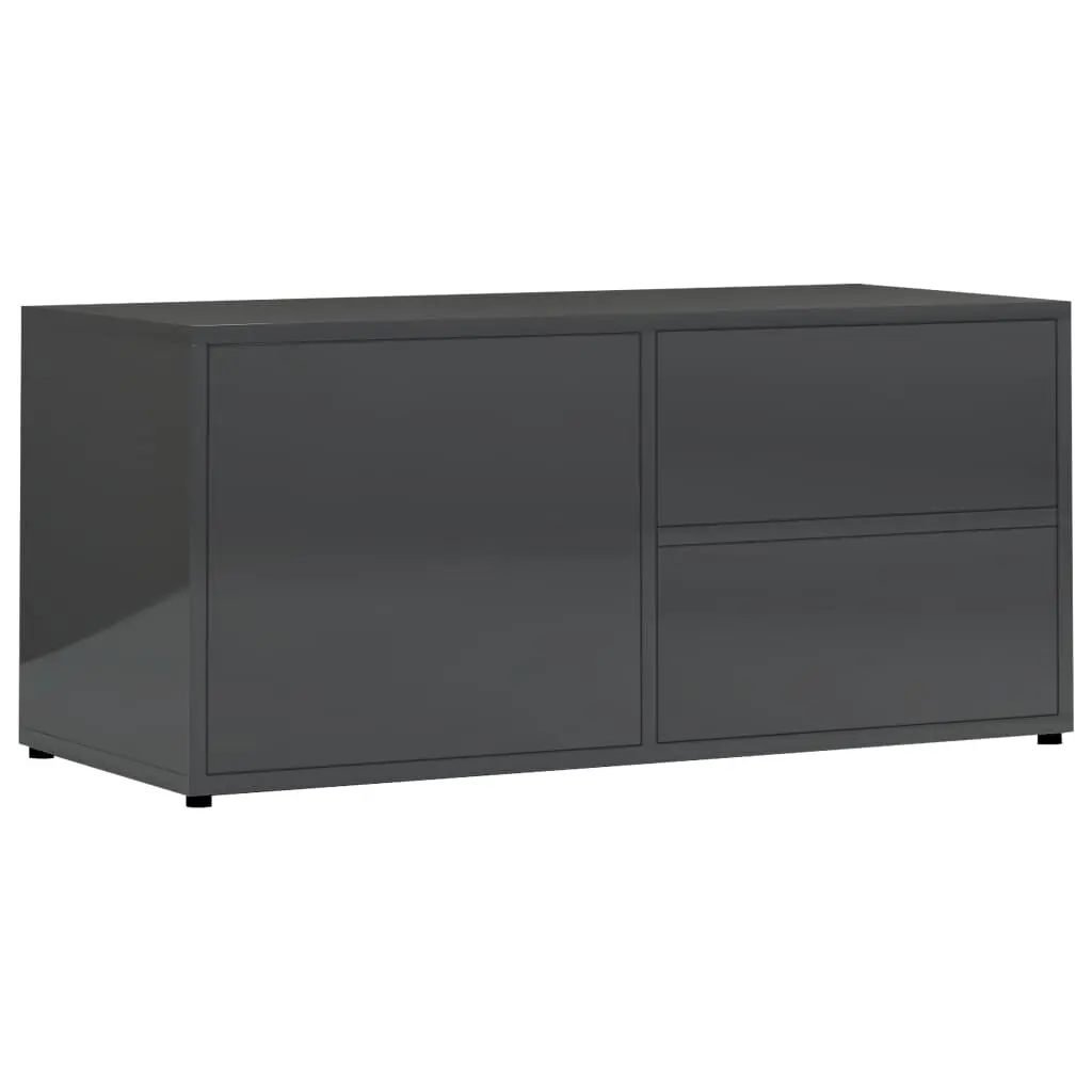 TV Cabinet High Gloss Grey 80x34x36 cm Engineered Wood 801858 - Furniture