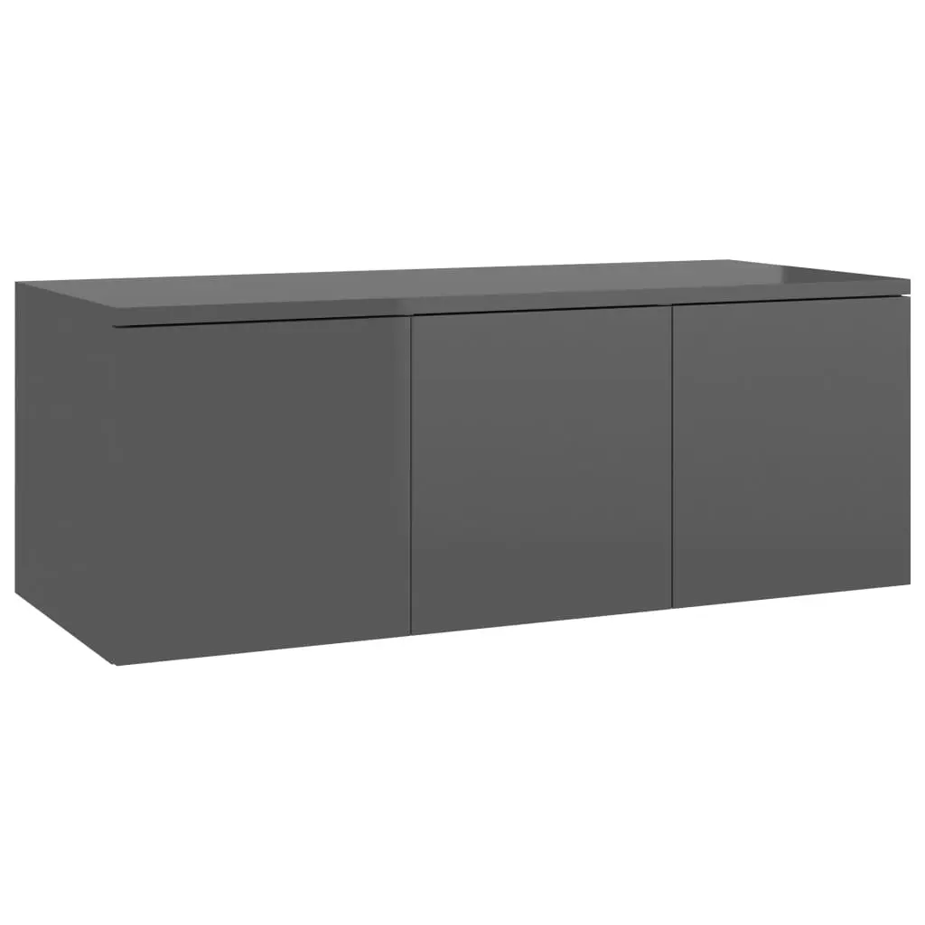 TV Cabinet High Gloss Grey 80x34x30 cm Engineered Wood 801867 - Furniture