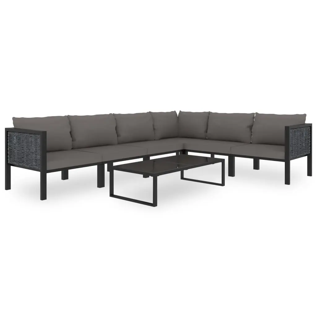 7 Piece Garden Lounge Set with Cushions Poly Rattan Anthracite 49401 - Furniture