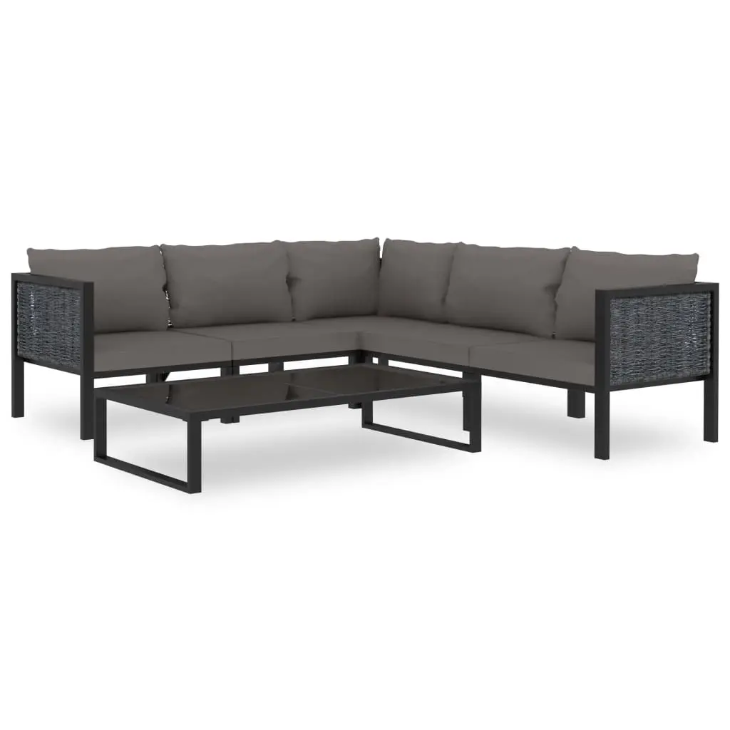 6 Piece Garden Lounge Set with Cushions Poly Rattan Anthracite 49409 - Furniture