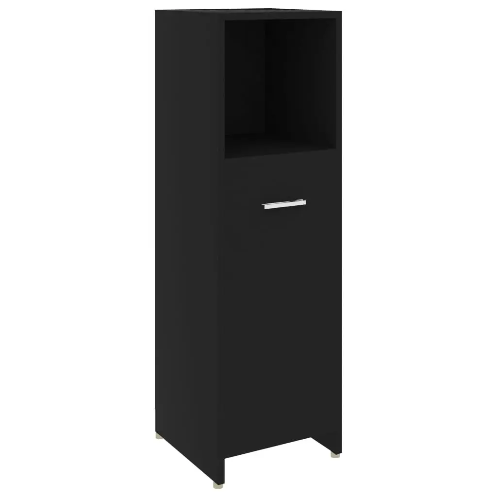 Bathroom Cabinet Black 30x30x95 cm Engineered Wood 802589 - Furniture