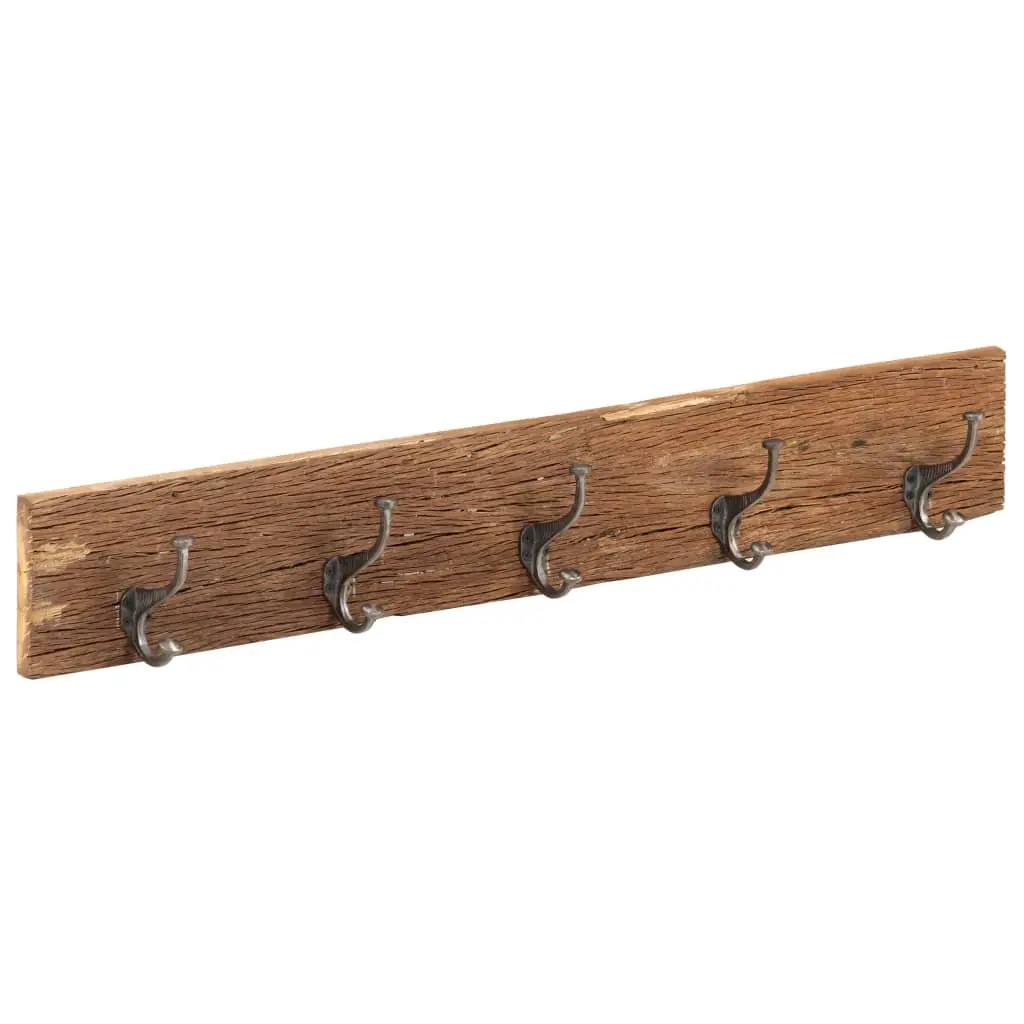 Hall Hanger with 5 Hooks 100x2.5x15 cm Solid Reclaimed Wood 321950 - Home & Garden
