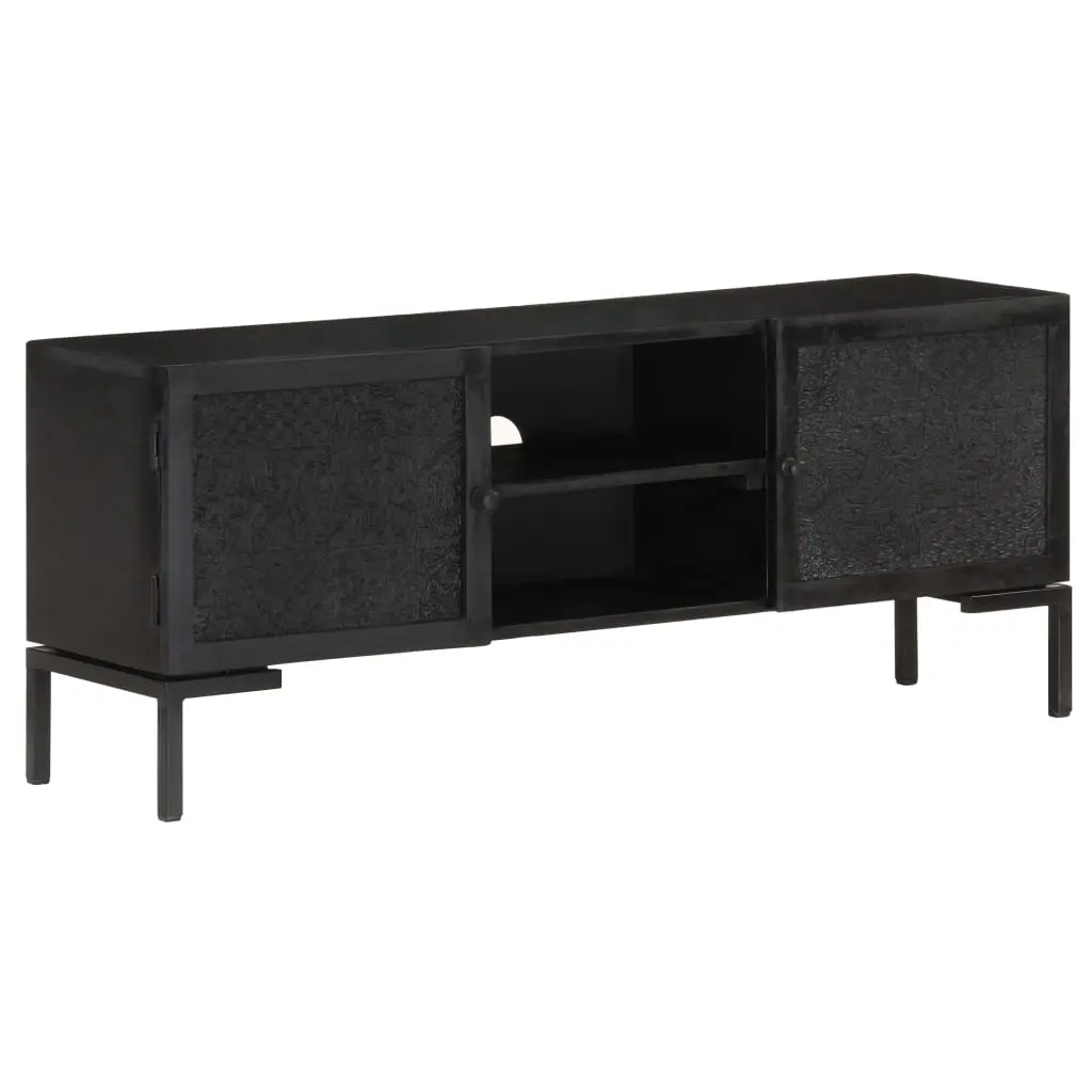TV Cabinet Black 115x30x46 cm Solid Mango Wood 323577 - Furniture