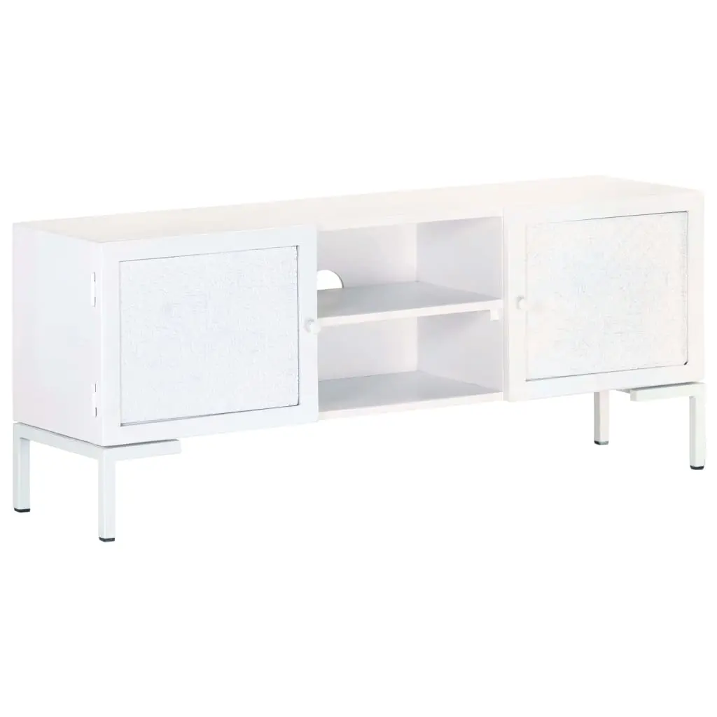 TV Cabinet White 115x30x46 cm Solid Mango Wood 323580 - Furniture