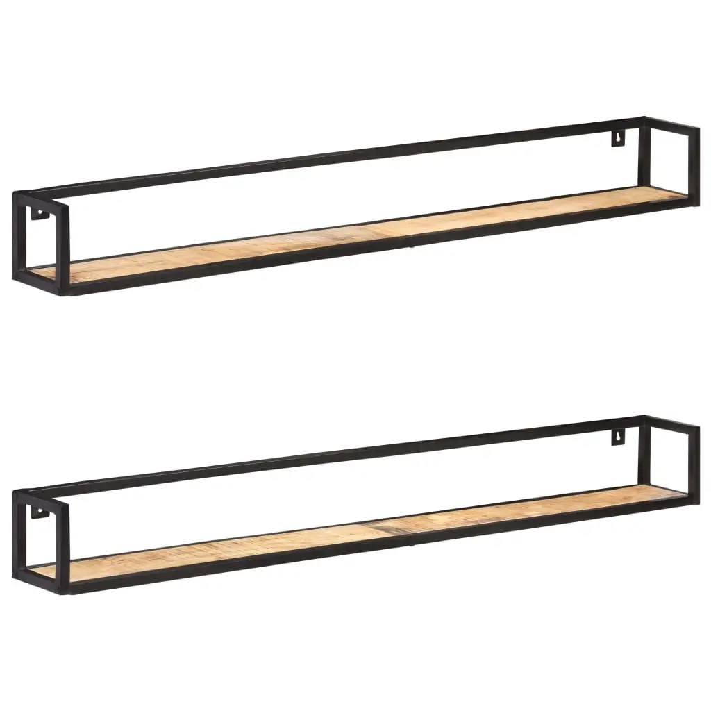 Wall Shelves 2 pcs 160 cm Rough Mango Wood 320676 - Furniture