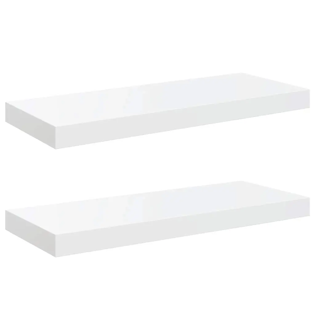Floating Wall Shelves 2 pcs High Gloss White 60x23.5x3.8 cm MDF 323749 - Furniture