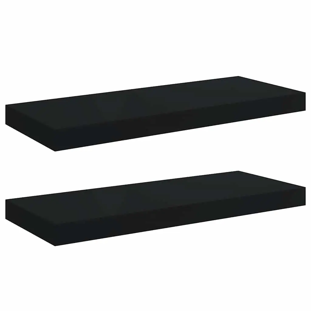 Floating Wall Shelves 2 pcs Black 60x23.5x3.8 cm MDF 323833 - Furniture