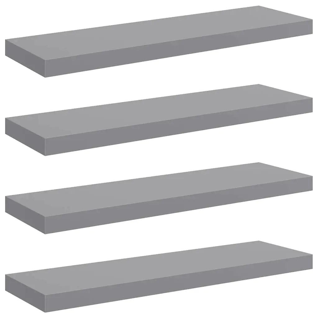 Floating Wall Shelves 4 pcs Grey 80x23.5x3.8 cm MDF 323858 - Furniture