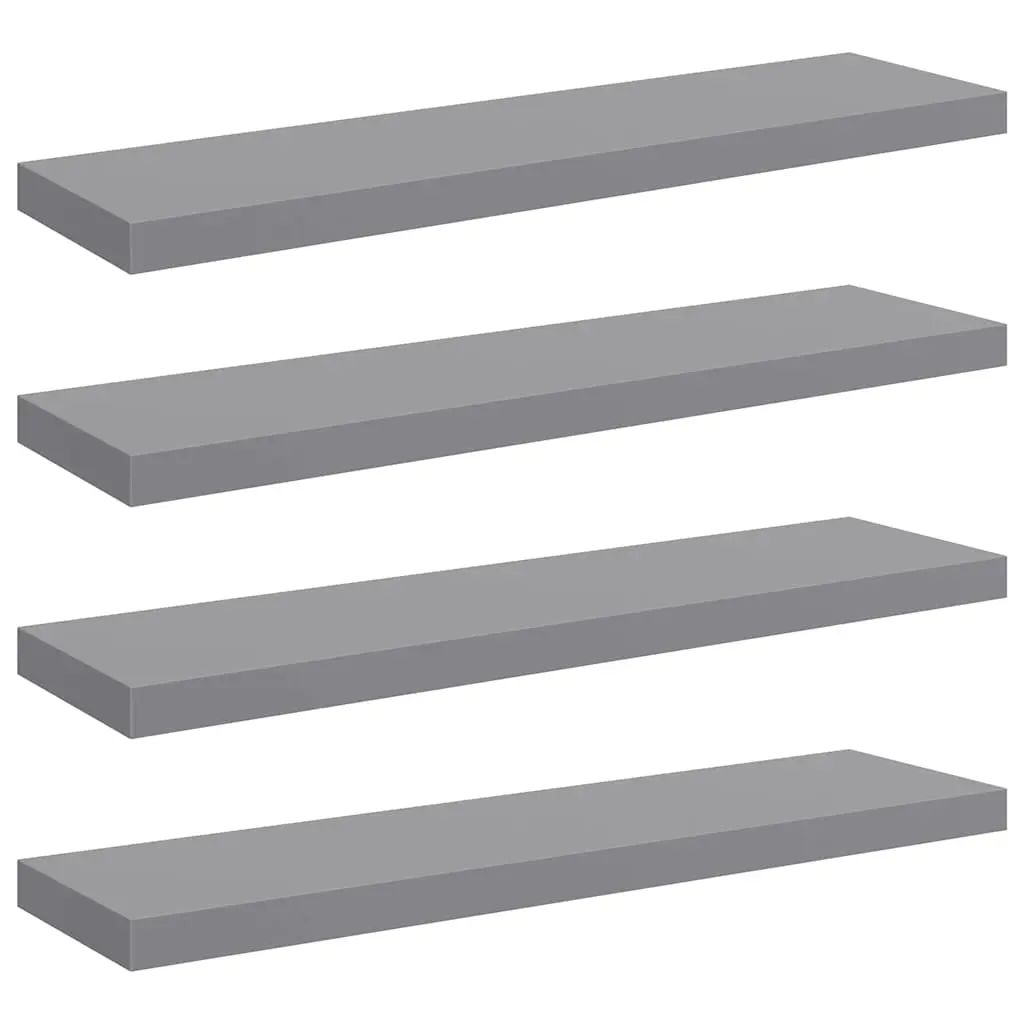 Floating Wall Shelves 4 pcs Grey 90x23.5x3.8 cm MDF 323861 - Furniture