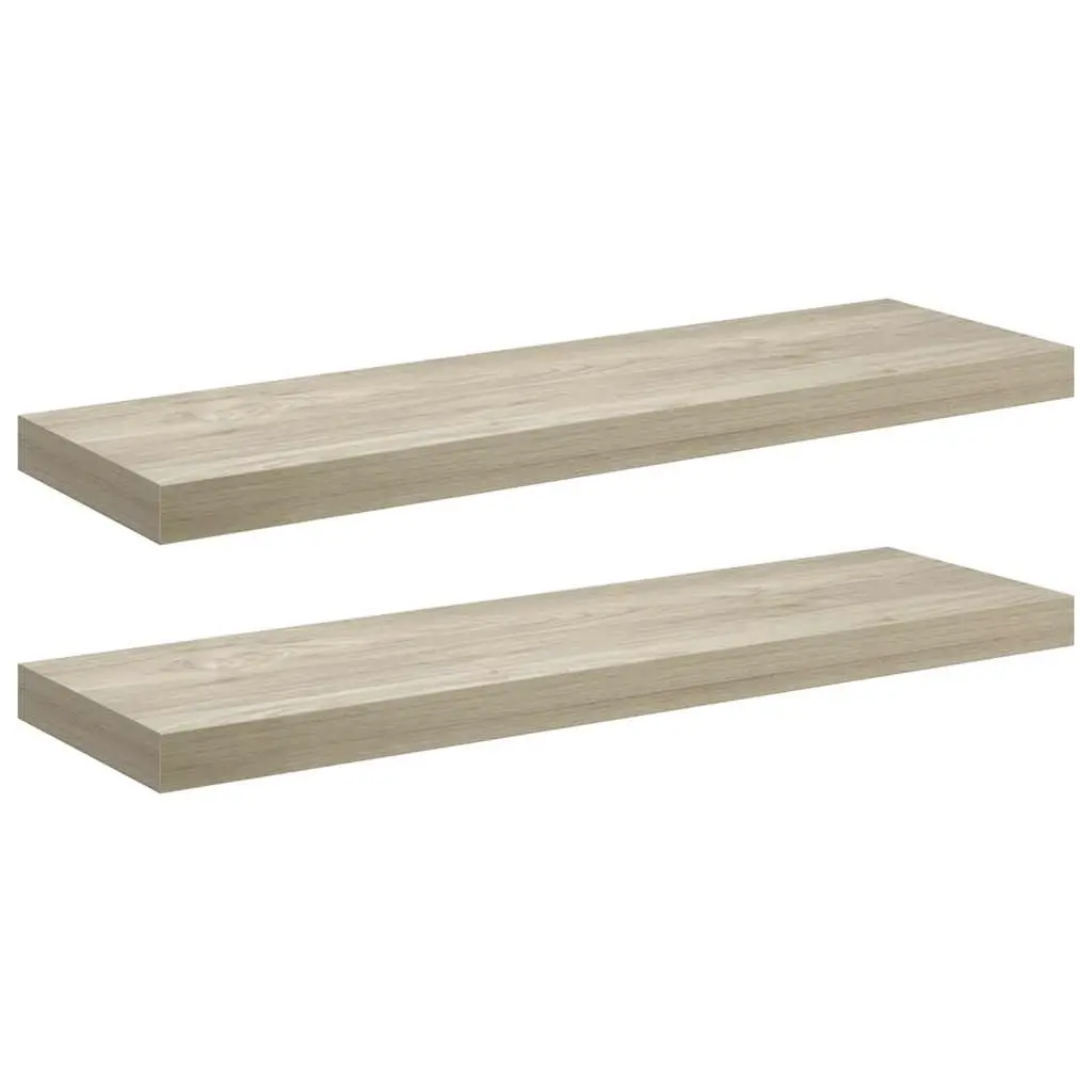 Floating Wall Shelves 2 pcs Oak 80x23.5x3.8 cm MDF 323878 - Furniture