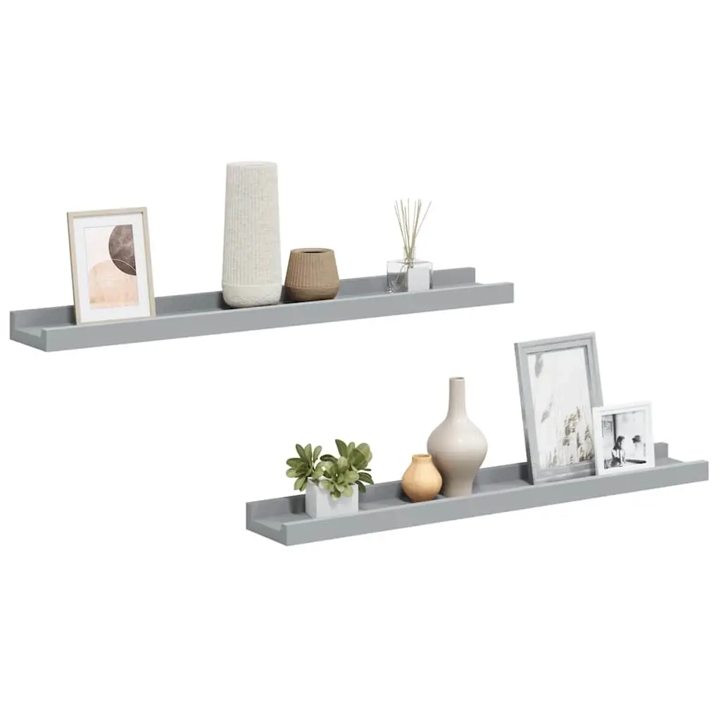 Picture Frame Ledge Shelves 2 pcs Grey 60x9x3 cm MDF 323935 - Furniture