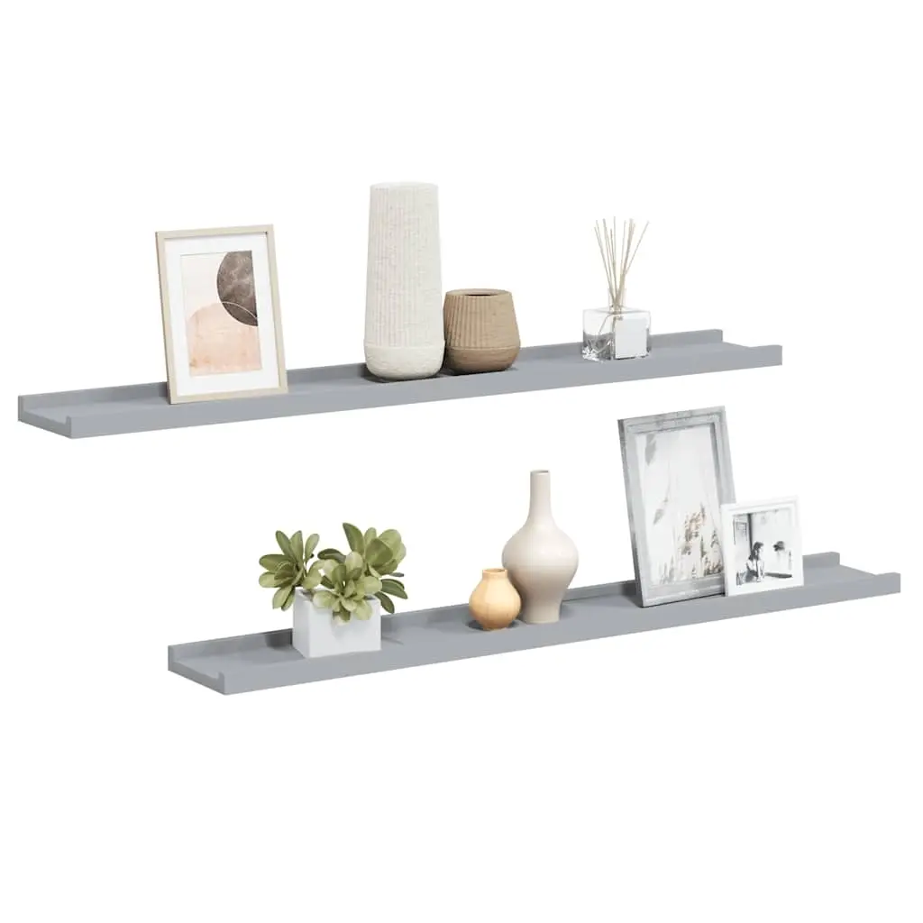 Picture Frame Ledge Shelves 2 pcs Grey 80x9x3 cm MDF 323936 - Furniture