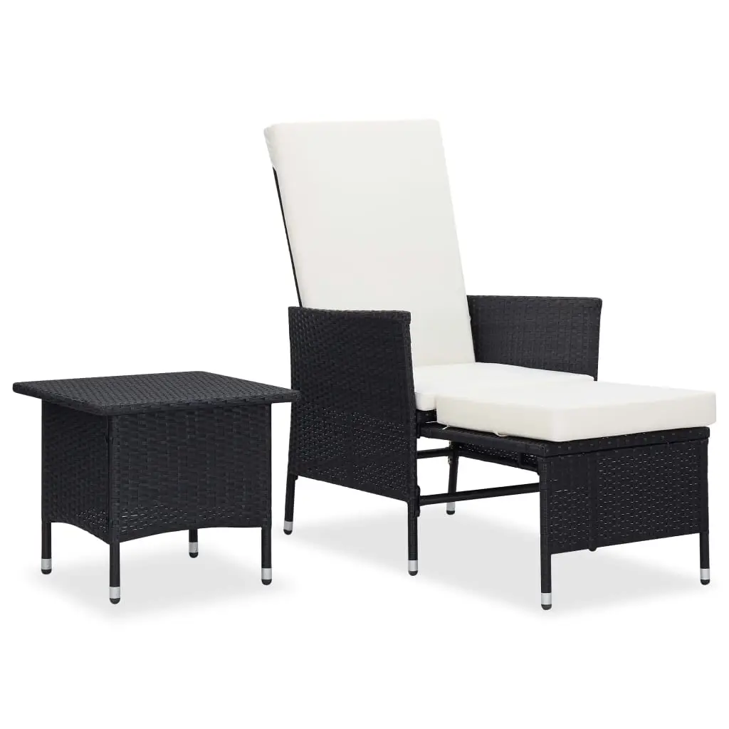 2 Piece Garden Lounge Set with Cushions Poly Rattan Black 310231 - Furniture