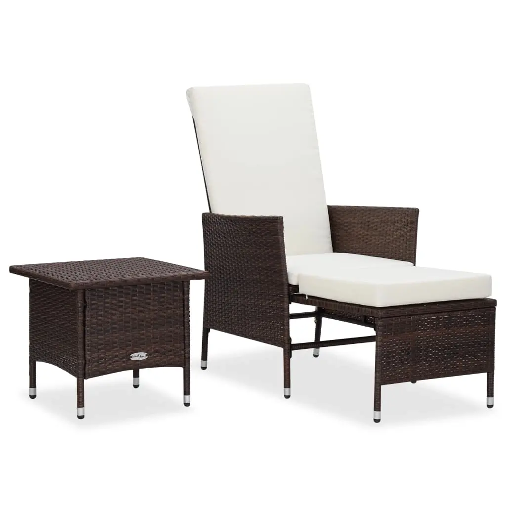 2 Piece Garden Lounge Set with Cushions Poly Rattan Brown 310232 - Furniture