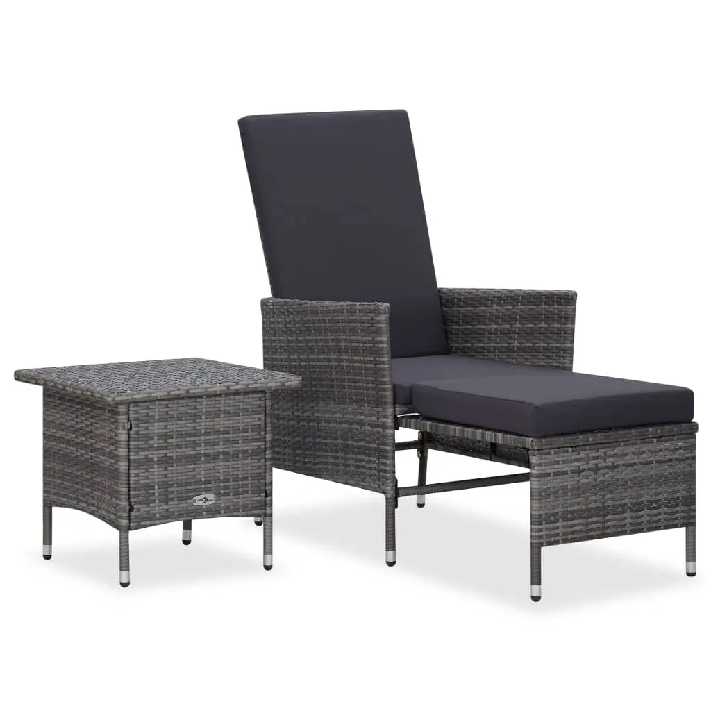 2 Piece Garden Lounge Set with Cushions Poly Rattan Grey 310233 - Furniture